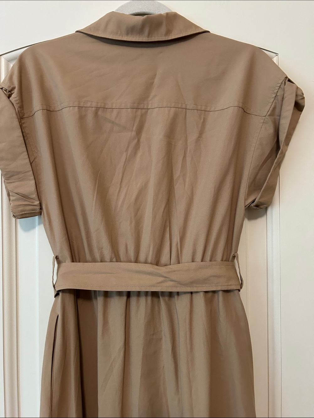 Brochu Walker Fia Neutral Taupe Button-Front Belted Midi Shirt Dress the quality - Picture 8 of 9